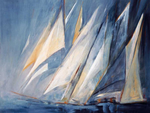 Against the Wind White Modern Wood Framed Art Print with Double Matting by Torres, Maria Antonia