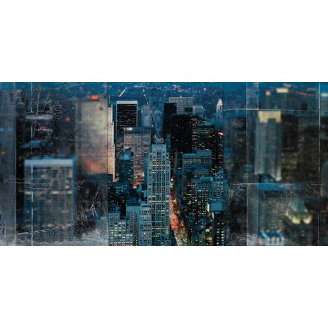 Blue Manhattan White Modern Wood Framed Art Print by Bailey, Nathan