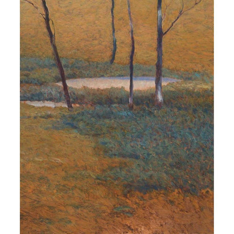 Island Pond Gold Ornate Wood Framed Art Print with Double Matting by Lovelace, Kent