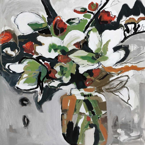 Blooms of Smokey Grey Black Modern Wood Framed Art Print by Martiz, Angela