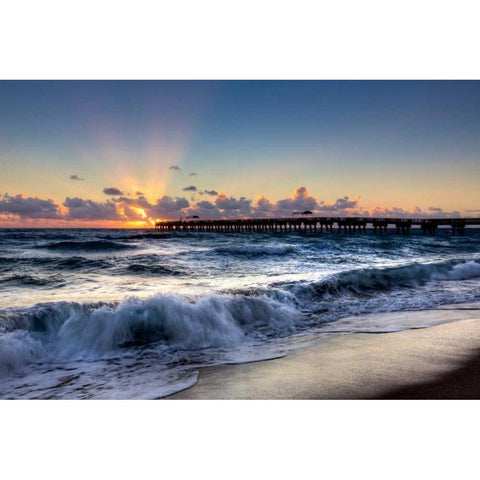 The Wave Black Modern Wood Framed Art Print with Double Matting by Celebrate Life Gallery