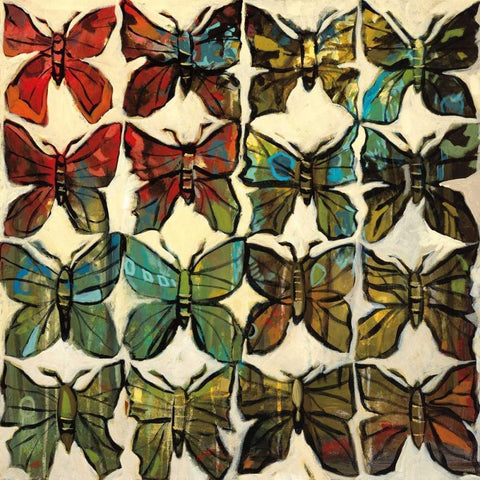 Butterflies White Modern Wood Framed Art Print by Harwood, Jennifer