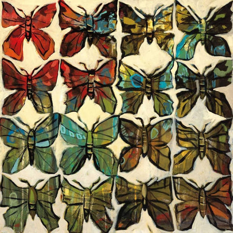 Butterflies White Modern Wood Framed Art Print with Double Matting by Harwood, Jennifer