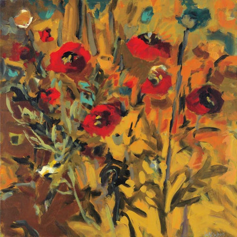 Wild Poppies White Modern Wood Framed Art Print by Harwood, Jennifer