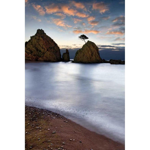 Tossa de Mar Black Modern Wood Framed Art Print with Double Matting by Ortega, Xavier