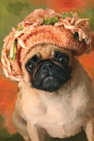 Ms. Pug Black Ornate Wood Framed Art Print with Double Matting by Pahl, Janel