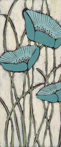 Bleu I White Modern Wood Framed Art Print with Double Matting by MAJA