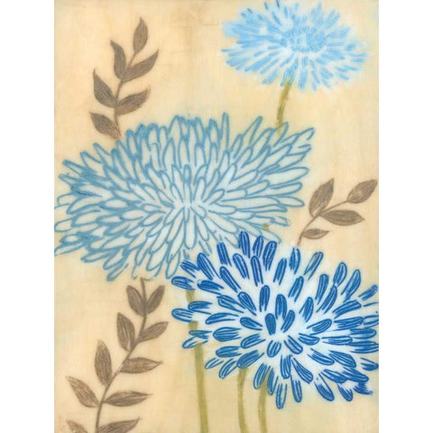 Blue Blooms I Gold Ornate Wood Framed Art Print with Double Matting by MAJA