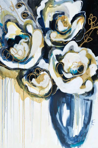 Blooms in Sea Foam White Modern Wood Framed Art Print with Double Matting by Maritz, Angela
