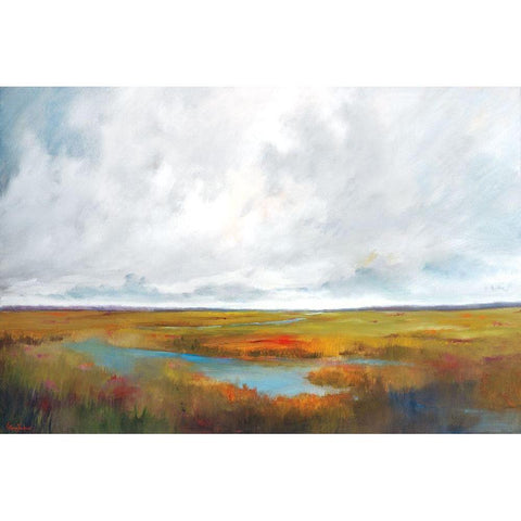 Sunset Over The Marsh Black Modern Wood Framed Art Print with Double Matting by Jackson, Victoria