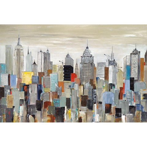 New York Skyline Black Modern Wood Framed Art Print by Kadmiri, Aziz