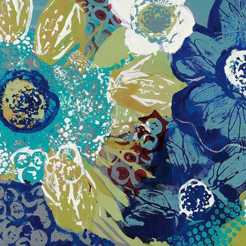 Garden Blues I Gold Ornate Wood Framed Art Print with Double Matting by Bernsen, Leslie