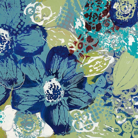 Garden Blues II Black Modern Wood Framed Art Print by Bernsen, Leslie