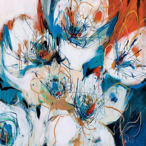 Splashes of Blue Black Modern Wood Framed Art Print by Fitzsimmons, A.