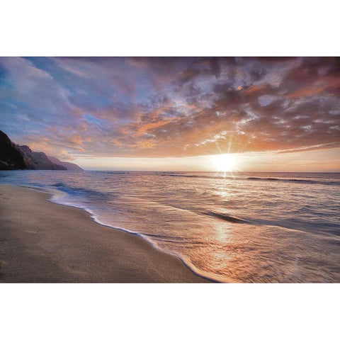 Kee Beach Sunset Black Modern Wood Framed Art Print by Frates, Dennis