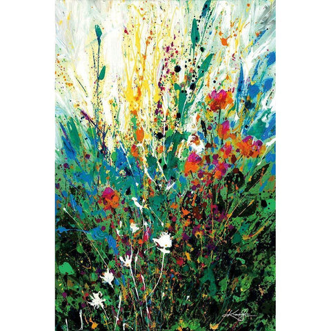 Floral Escape Black Modern Wood Framed Art Print by Stanion, Kathy Morton