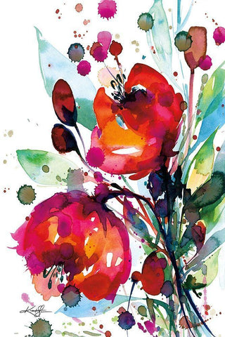 Floral Dream I Black Ornate Wood Framed Art Print with Double Matting by Stanion, Kathy Morton