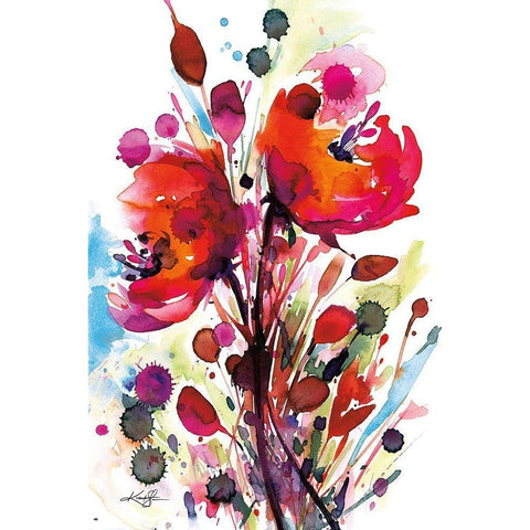 Floral Dream II Black Modern Wood Framed Art Print with Double Matting by Stanion, Kathy Morton
