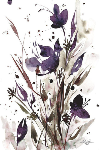 Floral Music I Black Ornate Wood Framed Art Print with Double Matting by Stanion, Kathy Morton