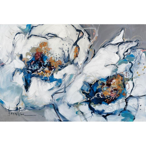 Softly Blooming Black Modern Wood Framed Art Print by Fitzsimmons, A.