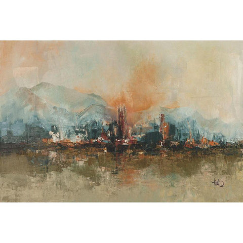 Mountain City Black Modern Wood Framed Art Print by Quintero, Tita