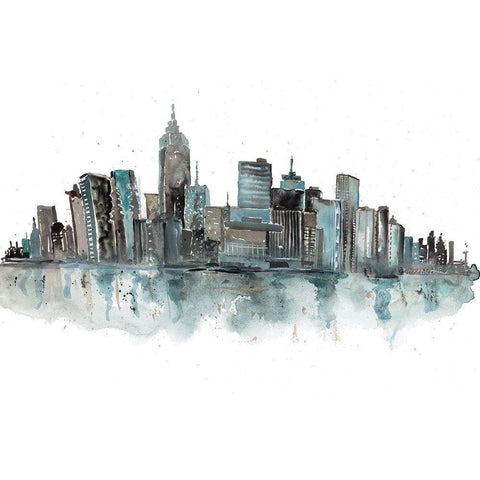Downtown Black Modern Wood Framed Art Print by Meyers, Rebecca