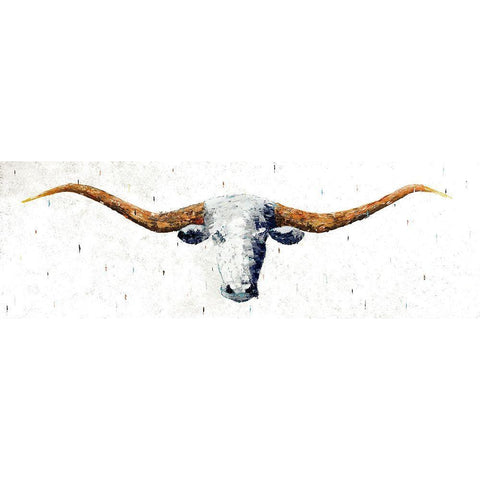Longhorn White Modern Wood Framed Art Print by Pelkey, Marvin