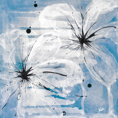 Indigo Bloom I Black Ornate Wood Framed Art Print with Double Matting by St. Amant, Yvette