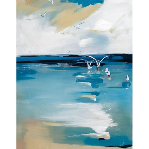 Coastal Blues Black Modern Wood Framed Art Print by Fitzsimmons, A.