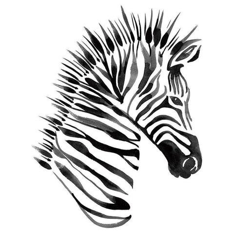 Zebra White Modern Wood Framed Art Print by Billinghurst, Marina
