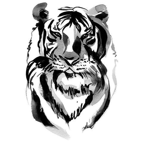 Tiger Black Modern Wood Framed Art Print by Billinghurst, Marina