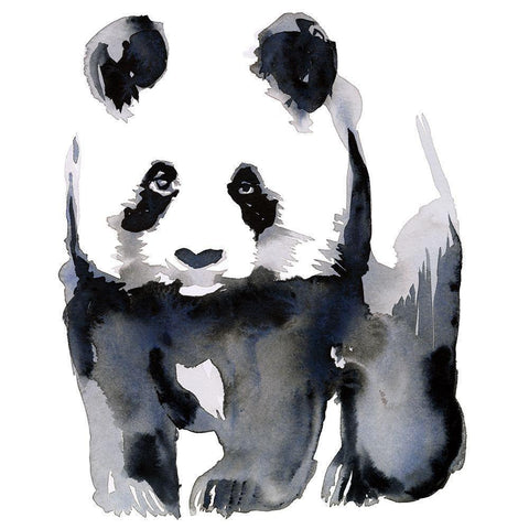 Panda Black Modern Wood Framed Art Print by Billinghurst, Marina
