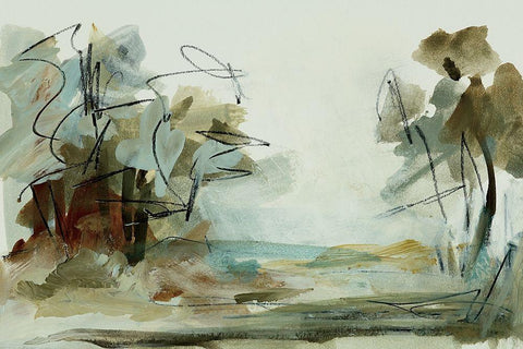 Backroads I White Modern Wood Framed Art Print with Double Matting by Ellens, Jacqueline