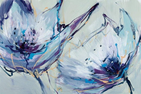 Blooms In Lilac White Modern Wood Framed Art Print with Double Matting by Fitzsimmons, A.