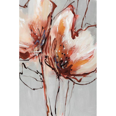 Blooms In Tangerine Gold Ornate Wood Framed Art Print with Double Matting by Fitzsimmons, A.