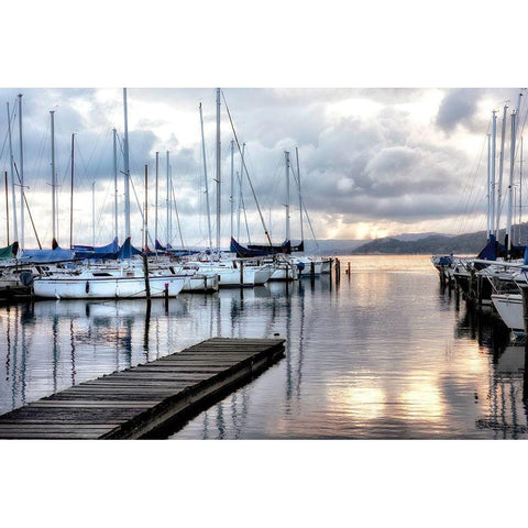 Walk on  the Dock Gold Ornate Wood Framed Art Print with Double Matting by Burt, D.