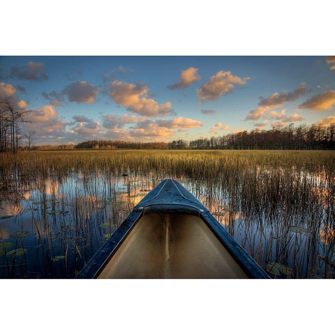 Canoeing on the River White Modern Wood Framed Art Print by Celebrate Life Gallery