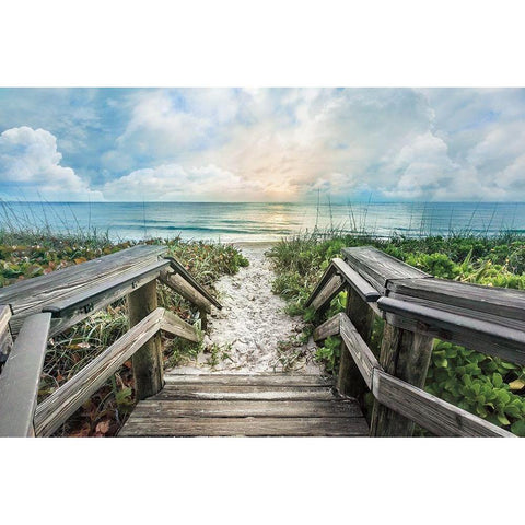 Welcome to the Beach White Modern Wood Framed Art Print by Celebrate Life Gallery