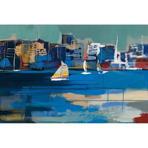 Sunday Sail White Modern Wood Framed Art Print by Fitzsimmons, A.