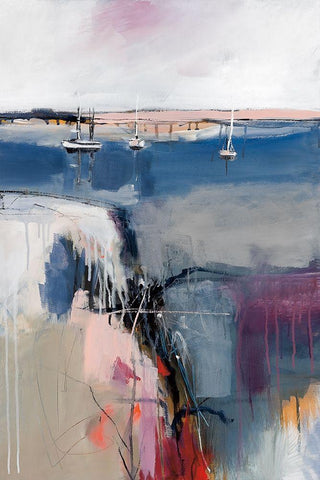 Sheltered Waters Black Ornate Wood Framed Art Print with Double Matting by Fitzsimmons, A.