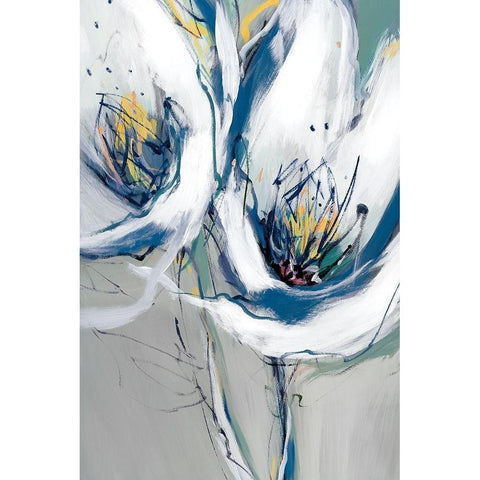 Seafoam Blooms I White Modern Wood Framed Art Print by Fitzsimmons, A.
