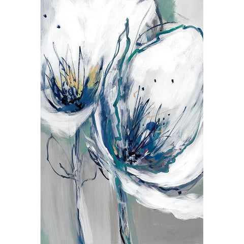 Seafoam Blooms II White Modern Wood Framed Art Print by Fitzsimmons, A.