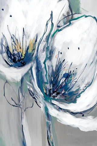 Seafoam Blooms II Black Ornate Wood Framed Art Print with Double Matting by Fitzsimmons, A.