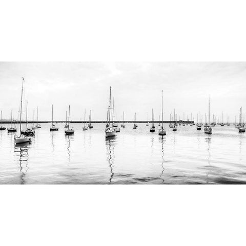 Anchored Sails Black Modern Wood Framed Art Print with Double Matting by Frank, Assaf