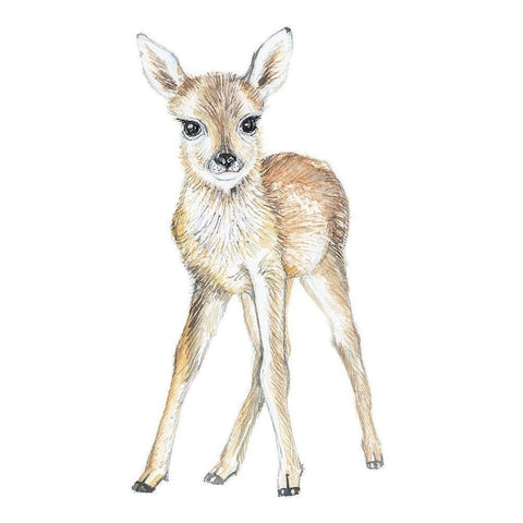 Baby Deer Gold Ornate Wood Framed Art Print with Double Matting by Markelova, Elena