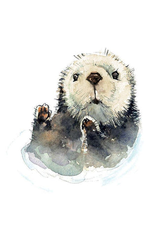 Baby Otter Black Ornate Wood Framed Art Print with Double Matting by Markelova, Elena