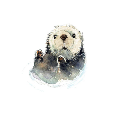 Baby Otter White Modern Wood Framed Art Print by Markelova, Elena