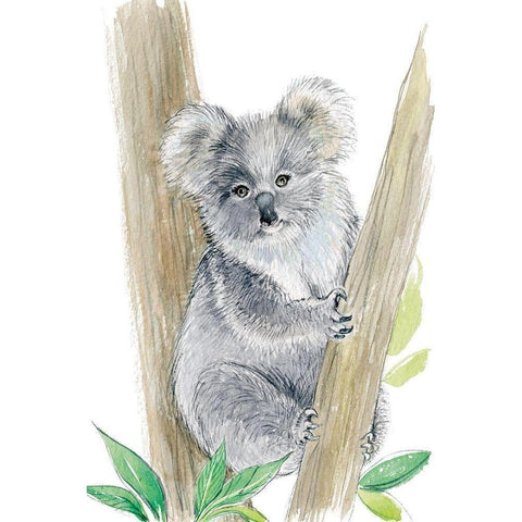 Baby Koala Black Modern Wood Framed Art Print with Double Matting by Markelova, Elena