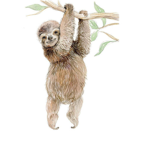 Baby Sloth Gold Ornate Wood Framed Art Print with Double Matting by Markelova, Elena