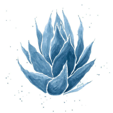 Midnight Succulent III White Modern Wood Framed Art Print with Double Matting by St.Amant, Yvette